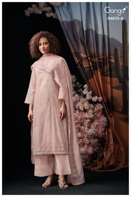 Ganga fashmi 4675 designer code dress material wholesalers